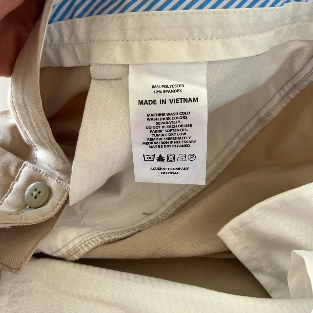 FJ FootJoy Golf Pants Mens 38x32 Tan Khaki Performance‎ Stretch Flat Front Poly